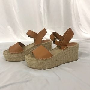 Soludos Minorca Leather Espadrille Platform Sandals-Camel